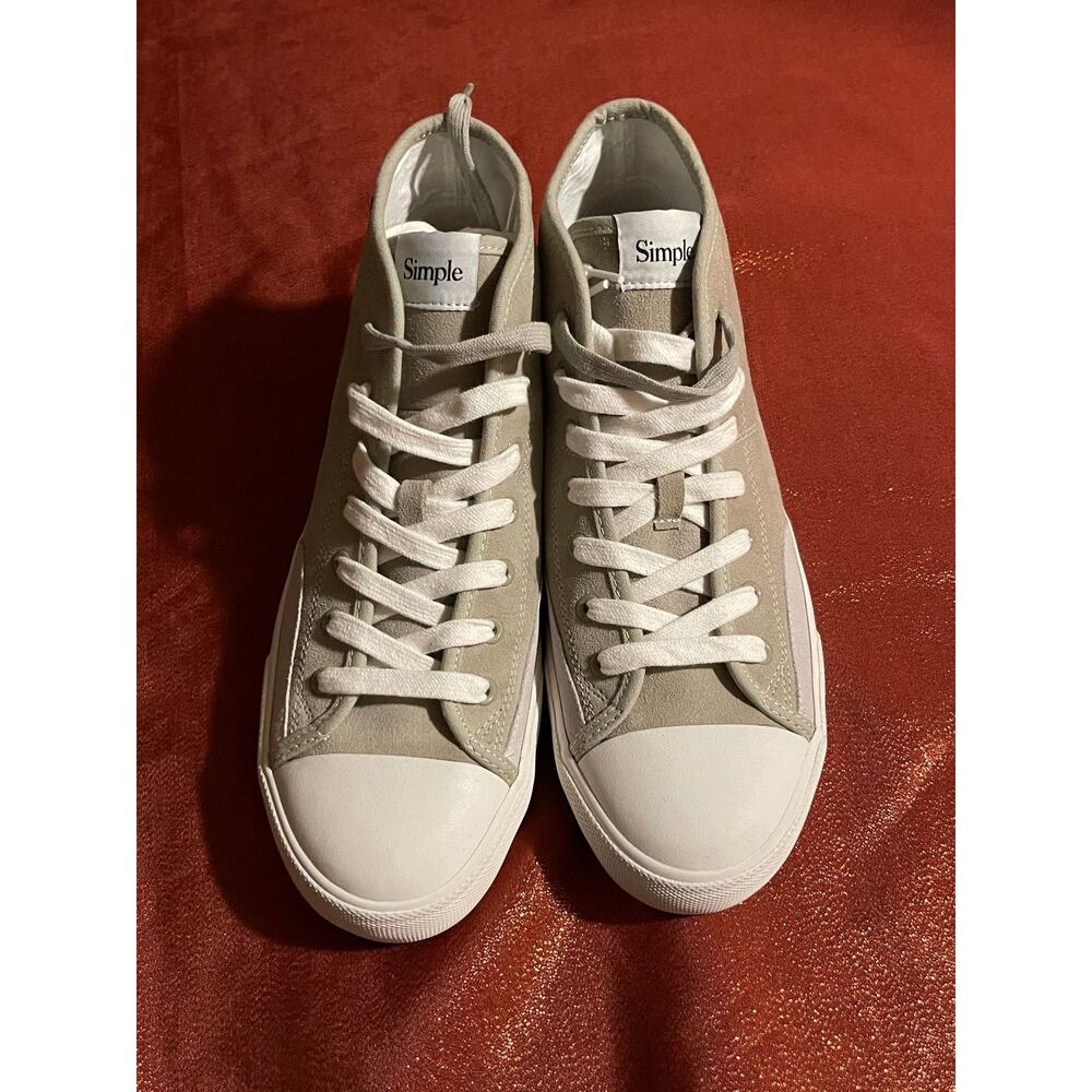 Simple Shoes Mens 10 S1 Mid Top Suede Classic Sneakers Tan White Green Outsole